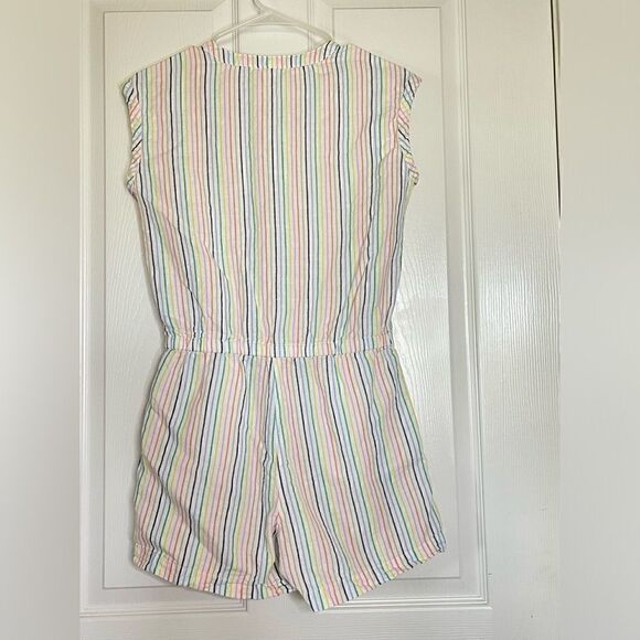 GAP kids Short Sleeve Button Front Rainbow Stripe Romper Girl xxl - Picture 2 of 4